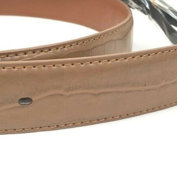 Men's Leather 1.25" Non Reversible Belt Brown Croc - Picture 5 of 11
